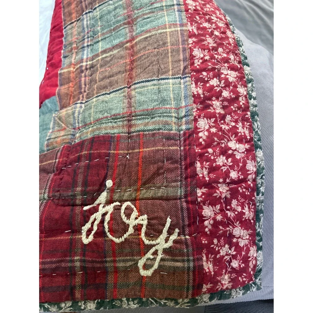 Pottery Barn Winter Dreams Queen Christmas Holiday Patchwork Quilt & 2 Shams